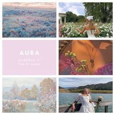 four different pictures with the words aura goddess of the breeze