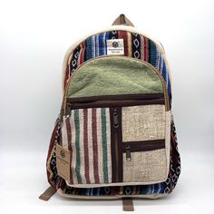 Handmade Hemp Backpack, A Durable And Eco-Friendly Option For Carrying All Your Essentials. This Backpack Is Made From High-Quality Hemp Fiber And Heavy Duty Gheri Cotton Fabric, Known For Its Strength And Durability. Very Sturdy Bag,Also Features A Spacious Interior With Plenty Of Room For Your Books, And Other Daily Necessities. The Adjustable Straps Provide A Comfortable Fit, And The Reinforced Stitching Ensures The Backpack Can Withstand Heavy Use. This Hemp Backpack Is Also Environmentally Beige Backpack With Cell Phone Pocket For Everyday Use, Beige Shoulder Backpack With Pockets, Beige Shoulder Bag Backpack With Pockets, Beige Travel Backpack With Cell Phone Pocket, Green Shoulder Backpack With Pockets, Green Shoulder Bag Backpack With Pockets, Green Standard Backpack With Zipper Pocket, Casual Backpack With Cell Phone Pocket For Daily Use, Green Rectangular Backpack With Pockets