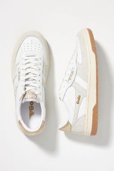 Gola x Anthropologie Hawk Sneakers | Anthropologie Suede Trainers, Fancy Shoes, Shoe Inspo, Retro Sneakers, Sneakers Outfit, White Sneakers, Sport Fashion, Shoe Shop, Tennis Shoes