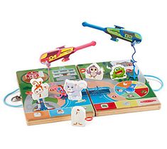 an assortment of toys including a toy plane and magnets