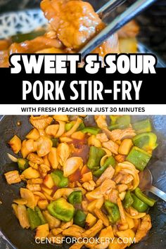 sweet and sour pork stir fry with fresh peaches in just 30 minutes