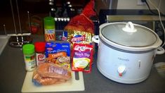 the food is prepared and ready to be cooked in the crock pot on the counter