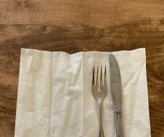 a fork and knife sitting on top of a napkin