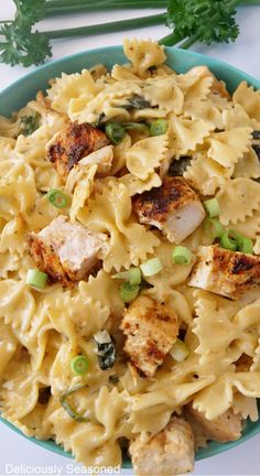 An overhead photo of a serving of chicken ranch bowtie pasta. Bow Tie Pasta With Chicken And Broccoli, Chicken Ranch Bowtie Pasta, Bowtie Pasta Recipes Crockpot, Chicken And Bowtie Pasta Recipes Easy, Chicken With Bowtie Pasta Recipes, Box Tie Pasta Recipes, Bowties Pasta Recipes, Chicken Bowtie Pasta Salad, Rotisserie Chicken And Bow Tie Pasta