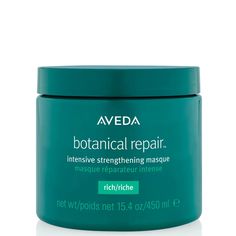 Designed to deeply fortify and nourish, Aveda’s hair masque leaves your locks looking revitalised and brimming with vitality. It helps to repair the appearance of damage, giving every strand a healthier-looking sheen that’s softer and more touchable with a lustrous shine. Harnessing the potent powers of plants, the treatment mask boasts impressive deep conditioning action for the perfect way to finish off your hair care routine.  The masque has a luxurious texture that’s rich and buttery, making it easy to smooth all over medium to thick hair types. Added Butter and Plant Lipids ensure thorough moisturisation, locking in that enviable sleek and smooth finish. Penetrating through three layers of hair fibre, the mask targets every key area from the F-layer to the cortex. What’s more, it help Aveda Botanical Repair, Hair Masque, Grande Cosmetics, Deep Conditioning, Shea Moisture Products, Hair Fibers, Luxury Skincare, Hair Care Routine, Protective Hairstyles