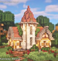 Minecraft House Ideas Cottage, Chalet Minecraft, Minecraft Fantasy House, Cottage Build, Cottage Minecraft, Minecraft House Ideas, Cottagecore Minecraft, Cottage Core Minecraft House, Minecraft Decoration