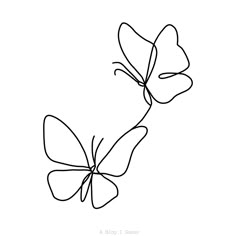 the outline of two butterflies on a white background