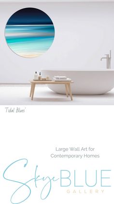 a bath tub sitting next to a wooden table