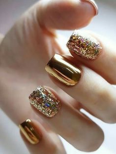 20 Stylish Gold Nail Design Ideas for 2020 - The Trend Spotter Gold Manicure, Gold Nail Designs, Gold Nail Art, Her Nails, Sparkle Nails, Trendy Nail Design, Festival Nails