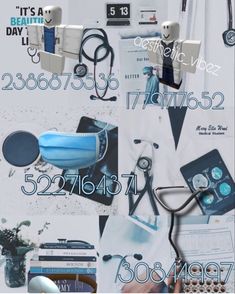 a collage of medical related items and numbers