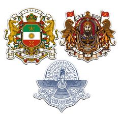 three different types of crests on white background