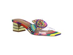 J. Renee Roline - Women's Sandals : Bright Multi : Bring on the ditsy colorful charm to your style by slipping into the J. Renee Roline sandals. Clear polyurethane upper. Polyurethane lining with a Memory Foam and latex footbed. Easy slip-on style. Open square toe silhouette. Huge fish applique on the foot with colorful embellishments. Brand name embossed on the footbed. Chunky block heel with stripe details. Durable synthetic rubber outsole. Imported. Measurements: Heel Height: 1 3 4 in Weight: 8 oz Product measurements were taken using size 7, width N (AA). Please note that measurements may vary by size. Modern Multicolor Open Toe Heels, Multicolor Woven Open Toe Sandals, Multicolor Sandals With 4-inch Heel And Round Toe, Retro Multicolor Open Toe Heels, Multicolor Open-toe Jelly Sandals For Summer, Fish Applique, Chunky Block Heels, Synthetic Rubber, Women's Sandals