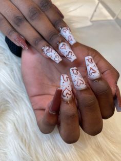 Oldies Nails Ideas, 90s Auntie Nails, Airbrush Heart Nails, Nail Designs Hearts, Heart Nails Designs, Hearts On Nails, Heart On Nails, Heart Nails Design, Heart Nails Acrylic