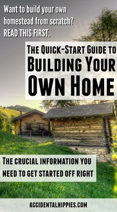 an old log cabin with the words build your own home on it and below it