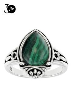 12x8mm Pear Shape Cabochon Malachite Sterling Silver Solitaire Ring. Measures Approximately 0.69"L x 0.44"W. Not sizeable. Malachite Rings, Green Malachite, Pear Shape, Solitaire Ring, Pear Shaped, Pear, Silver Rings, Sterling Silver, Ring