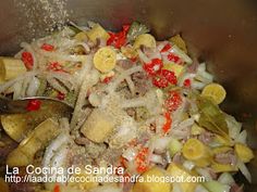 the food is being cooked in the pot