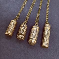 Antique Gold Pendant Necklace For Women Memorial Jewelry Antique Gold Pendant, India Necklace, Brass Spoon, Sanskrit Mantra, Urn Necklace, Urn Necklaces, Necklace Charm, Mua Sắm, Memorial Jewelry