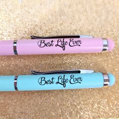 Pens make a great gift for baptism, pioneer school, pioneer appreciation, or any time. Silver metal aluminum, thin pens, tip: 1.0mm, black ink. Stylus on one end in matching color for use with electronic devices. Printed with "Best Life Ever" Can be refilled by replacing the ink cartridge.  More gifts: https://www.etsy.com/shop/digitaldoodlebug?ref=si_shop%C2%A7ion_id&section_id=38553541 Jw Pioneer School, Custom Chocolate Bars, Pioneer School Gifts, Best Life Ever, Jw Pioneer, Pioneer School, Custom Chocolate, Candy Bar Wrappers, Bar Wrappers