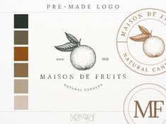 the logo for maison de fruits natural candies is shown in brown and green colors