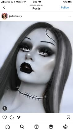 Lady Frankenstein Makeup, Frankenstein Wife Makeup, Female Frankenstein Makeup, Modern Bride Of Frankenstein Costume, Frankenstein Bride Makeup, Diy Bride Of Frankenstein Costume, Black And White Face Paint