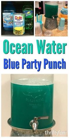 the ocean water blue party punch is ready to be served