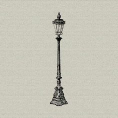 an old fashioned lamp post with a clock on it's top and the words, i