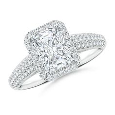 a princess cut diamond ring with pave set shoulders