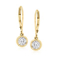 Ross-Simons - 1.00 ct. t.w. Diamond Bezel-Set Drop Earrings in 14kt Yellow Gold. Perfectly elegant. Bezel-set diamonds, 1.00 ct. t.w., beam within settings of 14kt yellow gold. Hanging length is 7/8". Leverback, diamond drop earrings. Diamond birthstones are the perfect gift for April birthdays. Crisscross Ring, Drop Earrings Diamond, Diamond Wrap Ring, Diamond Earrings For Women, Bezel Earrings, Square Necklace, Diamond Birthstone, Diamond Bridal Sets, Earrings Diamond