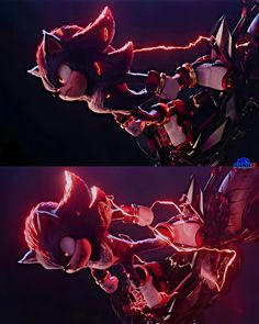 two images of sonic the hedgehog in action