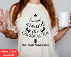 Express shipping available ONLY on White Bella Canvas shirts.  Christmas Pregnancy Announcement Shirt Bumpin' Around The Christmas Tree Pregnancy Shirt Baby Announcement Maternity Christmas Sweatshirt Celebrate the anticipation and excitement of your pregnancy reveal with our Very Merry and Pregnant Shirt. This T-shirt adds a touch of cheer to your special moment. Made with comfort in mind, this shirt is crafted with high-quality that ensure a soft and cozy fit. ★Ready to Order? -Select the number of shirts you'd like added. -Follow the example in the personalization box located above the "Add to cart" button. (If applicable) - If you are ordering more than 1 shirt from the same listing with different design/personalization, please add each shirt to cart individually. Not doing so may resu Christmas Pregnancy Announcement Shirt, Pregnant Shirt, Christmas Pregnancy Announcement, Christmas Pregnancy, Pregnancy Announcement Shirt, Custom Made Shirts, Pregnancy Reveal, Pregnancy Reveals, Pregnancy Shirts