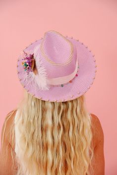 Introducing THE KATE SUN HAT - the perfect as purple as the inside of a grape, with touches of gold, pink ribbon, and soft white feathers, this sun hat brings all the colors of spring together in a quirky, stylish manner! Say "hello" to sunny days with this statement piece. This hat is ONE OF A KIND, created by our owner Stephanie. To receive item quicker, expedited shipping is available at checkout. Baseball Trucker Hat, Bride Accessories, Usa Dresses, White Feathers, Touch Of Gold, Swimsuit Cover Ups, Custom Hats, Swimsuit Cover, Soft White