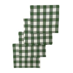 four green and white checkered napkins