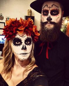 Halloween Men Beard, Halloween Makeup Last Minute, Mexican Halloween Costume, Mens Halloween Makeup, Marvel Halloween Costumes, Muertos Makeup, Diy Fantasia, Beard Costume, Mexican Halloween