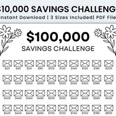 the $ 10, 000 savings challenge is shown in black and white with an image of flowers