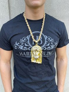 HUGE 6" 310 Gram 14k Gold Vermeil 925 Silver Mens Jesus Piece Pendant Necklace
Our newest HUGE Jesus Pendant 6" Big
 

Weighs 310 grams on average (but varies from 290-310 grams as its handmade)
10+ OUNCES OF SOLID 925 STERLING SILVER!!!
 
5" big...6" with bale...about same length as a dollar bill!!!
Please look at photos carefully...this is a HUGE pendant...definitely for those that want to stand out...not everyones style
 
Heavy investment piece
14k yellow gold vermei Gold Rope Chain Jewelry For Streetwear, Gold Rope Chain Jewelry, Gold Figaro Chain Jewelry For Streetwear, Jesus Piece, Man Made Diamonds, Dollar Bill, Micro Pave, Cz Stone, Solid 925 Sterling Silver