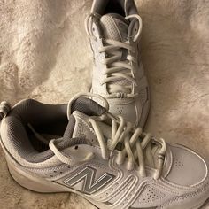 New Never Worn. New Balance Synthetic Walking Shoes, Casual New Balance Synthetic Walking Shoes, New Balance Synthetic Round Toe Walking Shoes, Leather Round Toe New Balance Walking Shoes, New Balance White, Shoes Color, New Balance Shoes, Shoes Shoes, New Balance