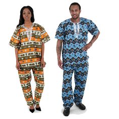 Hand tailored African print pant set from The Gambia for both men and women. 100% cotton with extra embroidery. Dashiki fits up to 48" chest and is 28" long. Pants fits up to a 36" waist and 44" hips with elastic band and drawstring. 39" in length with 28" inseam. Hat not included. Made in Senegal. C-U138. African Print Pants, Africa Print, African Print Skirt, Print Pant, The Gambia, Mens Tights, African Clothing Styles, African Men Fashion, African Style