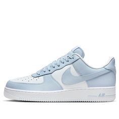 The Nike Air Force 1 '07 in 'Light Armoury Blue' is a classic silhouette with a modern twist. Its crisp white leather upper and tonal Swoosh are complemented by a subtle 'Light Armoury Blue' hue, adding understated elegance. Experience the timeless appeal and unmatched comfort of the Air Force 1, perfect for any casual or semi-formal occasion. Light Blue Air Force 1, Nike Shoes Light Blue, Cute Nike High Tops, Shoes For 5th Grade, White And Blue Air Force 1, Cute Nike Shoes Blue, Shoes For Girls Aesthetic, Baby Blue Quince Shoes, Light Blue Tennis Shoes