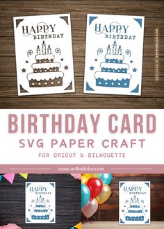 birthday card svg paper craft for cricut and silhouette