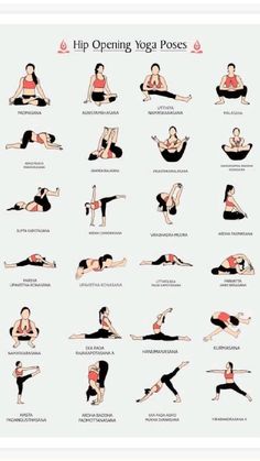 an illustrated poster showing yoga poses for women and how to do them in different positions