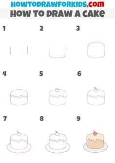 how to draw a cake step by step instructions for kids and beginners with pictures