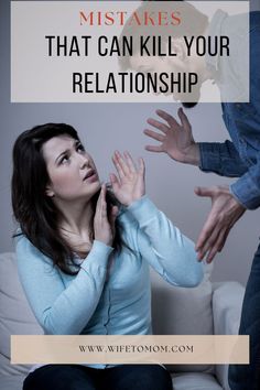 a woman sitting on top of a couch with her hands over her face and the caption that says, what to do when you're - makes that can kill your relationship?