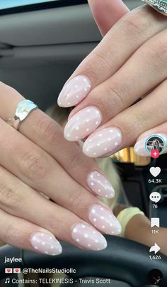 Quartz Nails, Gel X Nails, Designs For Short Nails, Hello Nails, Cute Simple Nails, Girly Acrylic, Polka Dot Nails, Basic Nails, Girly Acrylic Nails