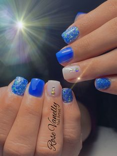 Blue Bling Nails Short, Short Acrylic Nails Squoval Spring, Fun Spring Nails Design Square, Spring Nails 2023 Gel Short Square, Square Dip Nails Summer, Short Acrylic Nails Square Spring, Spring Nails Square Short, Short Square Spring Nails, Square Gel Nails