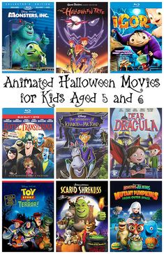 the animated halloween movies for kids aged 5 and 6 are on display in this article