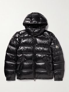 Moncler's 'Maya' jacket highlights the label's knack for technical outerwear staples. This puffy design feels both relaxed and structured, with a thick, down-filled lining that keeps you cosy in chilly weather. Minimally detailed with zipped pockets at the front and a logo-embellished patch pocket at the sleeve, it's as functional as it is timeless. Luxury Down Outerwear With Double-lined Hood, Moncler Maya, Puffy Design, Short Puffer Jacket, Puffer Jacket Men, Air Jordan 1s, Jordan 4s, Moncler Jacket, Warm Down