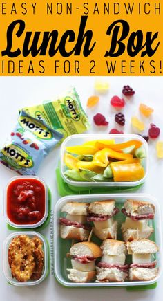 lunch box ideas for 2 week's easy non - sandwiches, fruit and snacks