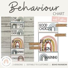 the behavior chart for children with rainbows and clouds