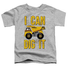 Tonka Toddler T-Shirt I Can Dig It Athletic Heather Tee A Tonka Toddler T-shirt that reads I Can Dig It Cotton/poly Officially Licensed Perfect for every fan of the classic toy trucks Machine wash cold with similar colors. Dry low heat Kids Athletic, Toy Trucks, Dump Truck, Toddler Tees, Boys T Shirts, Kids Shirts, Cool Shirts, Black Tshirt, Short Sleeve Shirt