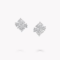 Emerald Cut and Round Diamond Earrings Graff Earrings, Graff Engagement Ring, Diamond Shaped Engagement Ring, Gold And Diamond Earrings, Graff Diamonds, Round Diamond Pendant, Round Diamond Earrings, White Diamond Earrings, Diamond Earrings Studs Round